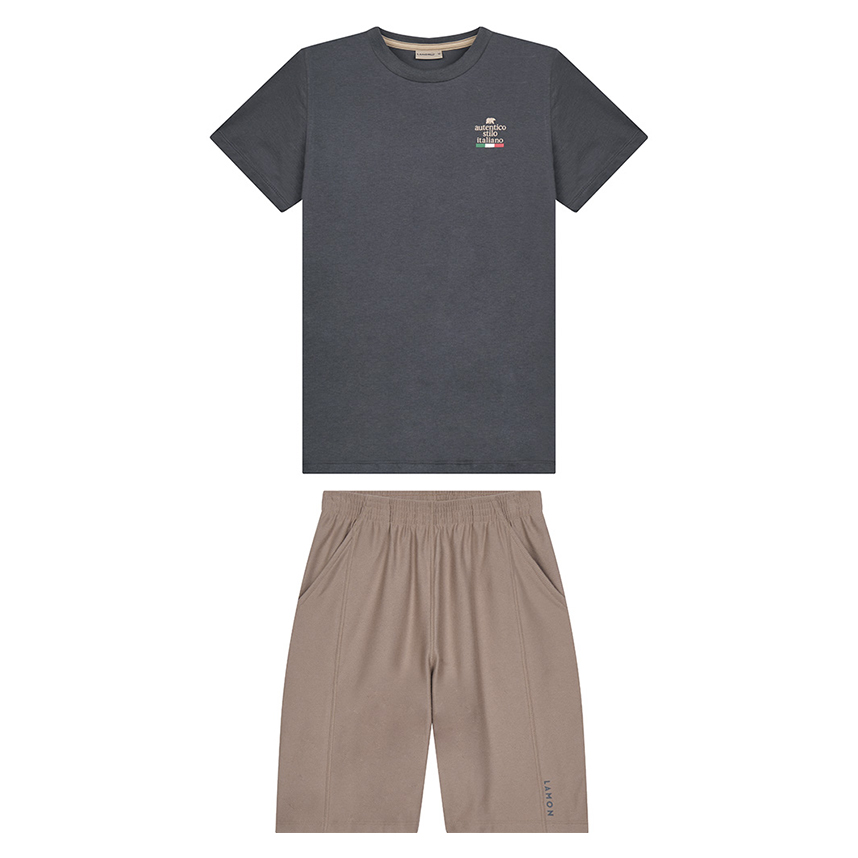 Conjunto Juvenil Lamon Camiseta Estampa Autentico E Bermuda