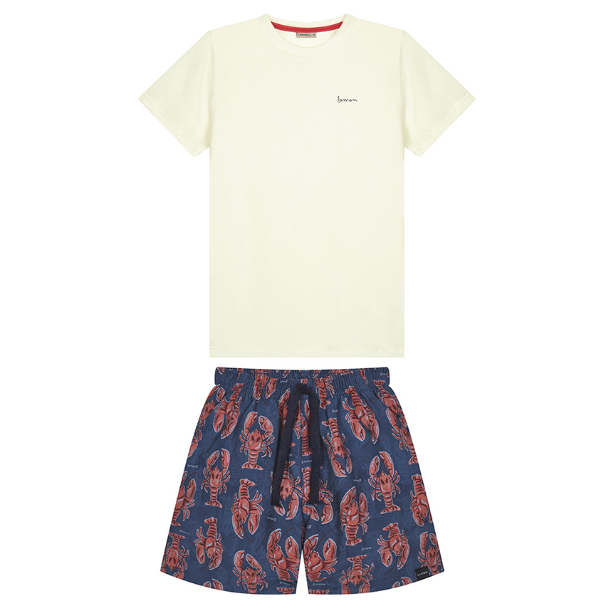 Conjunto Juvenil Lamon Camiseta E Bermuda Estampa Lagosta