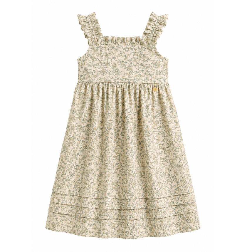 Vestido Infantil Kiki Alça Estampa Florzinha Com Strass