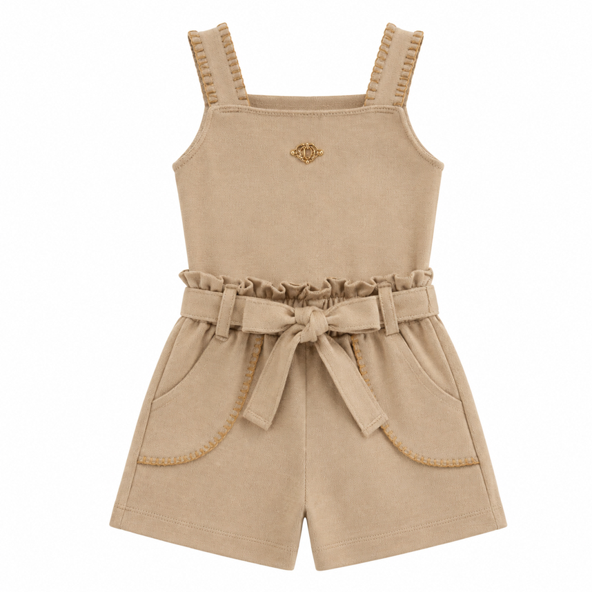 Conjunto Infantil Kiki Blusa Alça Aplique Coração e Short