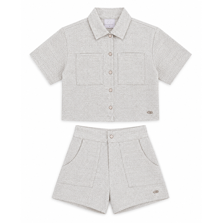 Conjunto Juvenil Menina Anjo Camisa com Botões e Short