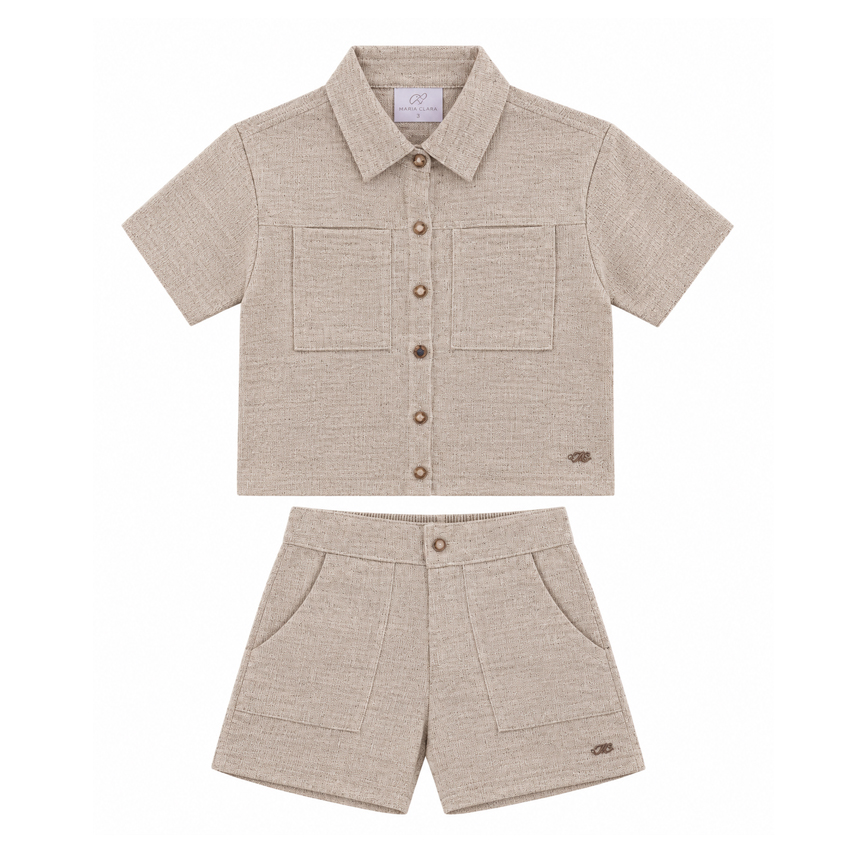 Conjunto Juvenil Menina Anjo Camisa com Botões e Short