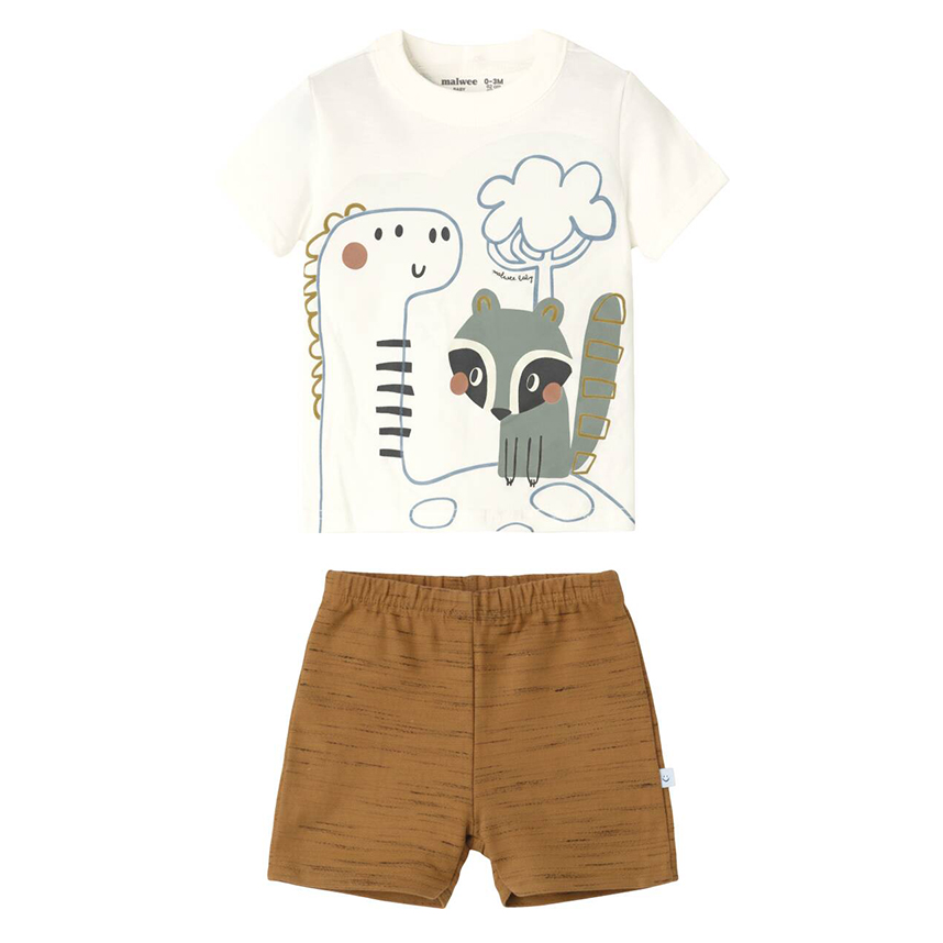 Conjunto Bebê Malwee Camiseta Estampa Dinossauro E Bermuda