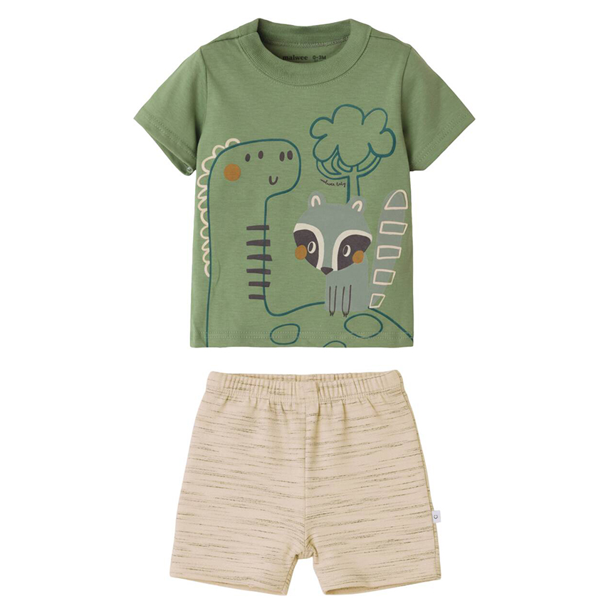 Conjunto Bebê Malwee Camiseta Estampa Dinossauro E Bermuda