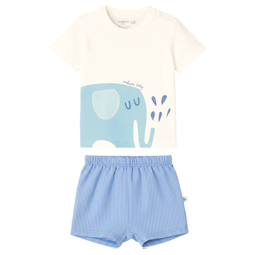 Conjunto Bebê Malwee Camiseta Estampa Elefante E Bermuda
