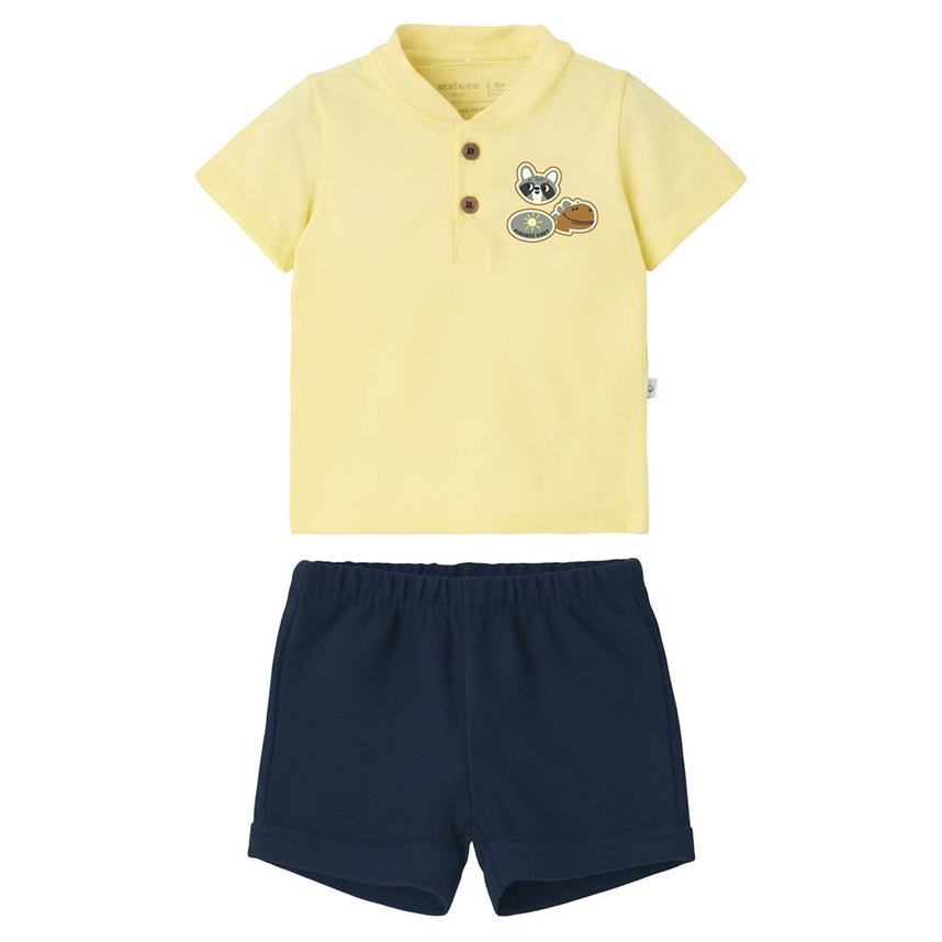 Conjunto Bebê Malwee Camiseta Estampa Guaxinim E Bermuda
