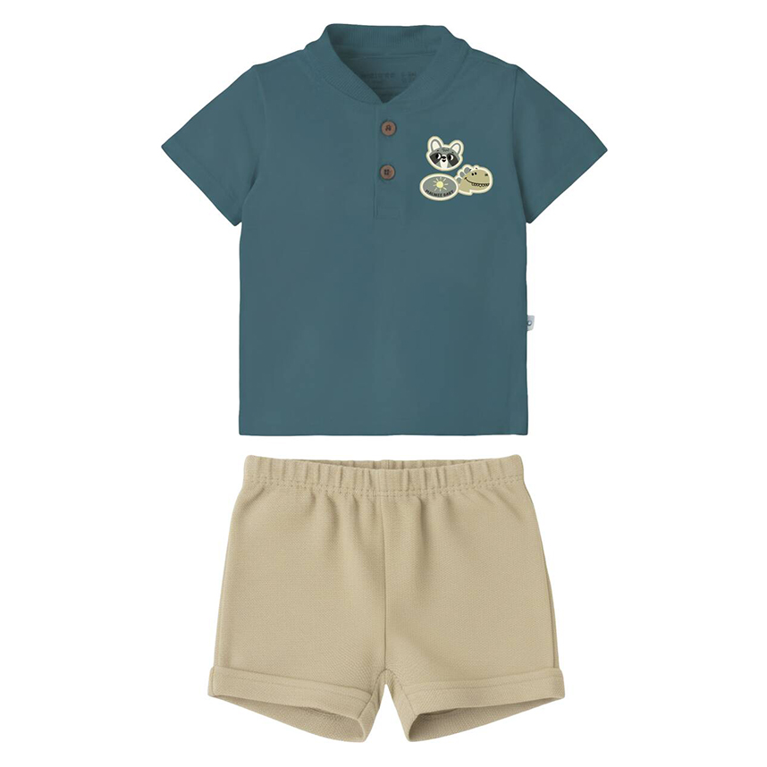 Conjunto Bebê Malwee Camiseta Estampa Guaxinim E Bermuda