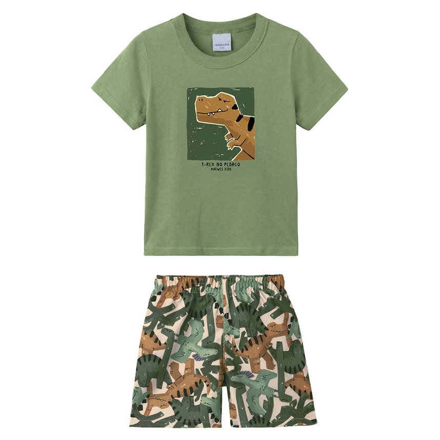 Conjunto Infantil Malwee Camiseta Estampas Sortidas E Bermuda
