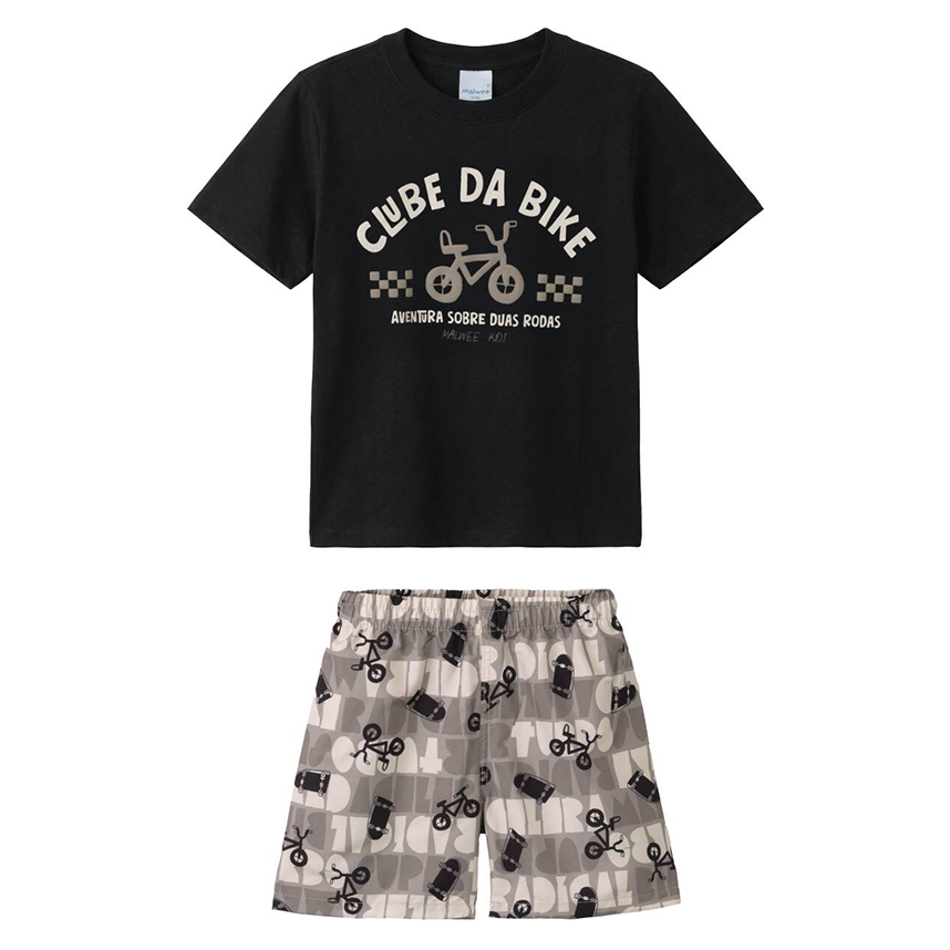 Conjunto Infantil Malwee Camiseta Estampas Sortidas E Bermuda