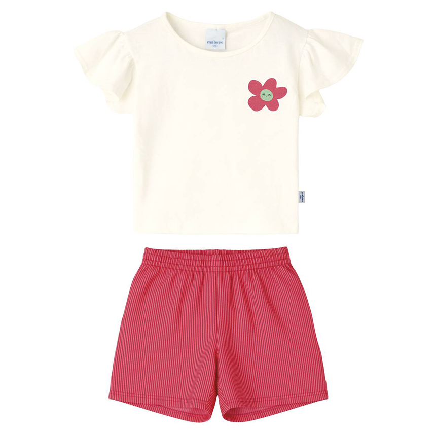 Conjunto Infantil Malwee Blusa Cavada Estampa Flor E Short