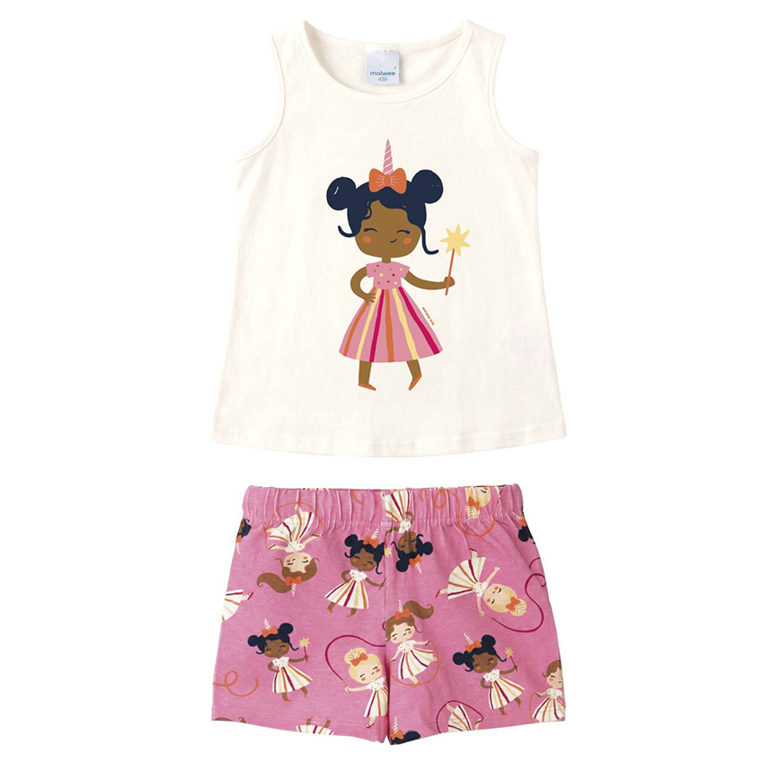 Conjunto Infantil Malwee Blusa Cavada Estampa Sortida E Short