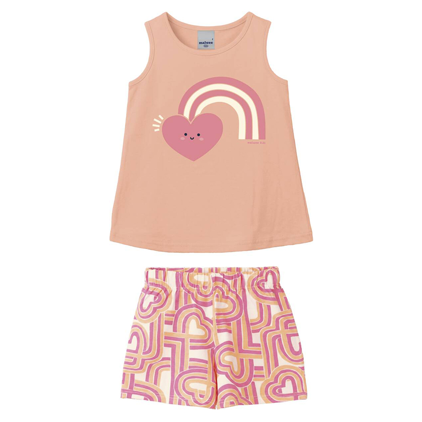 Conjunto Infantil Malwee Blusa Cavada Estampa Sortida E Short