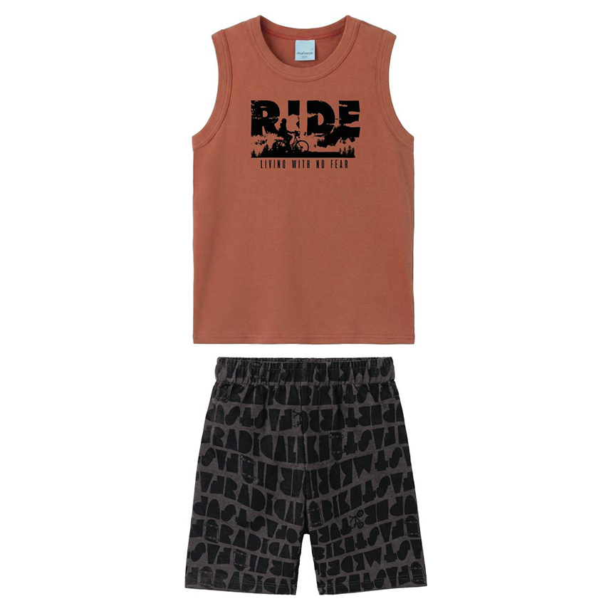 Conjunto Infantil Malwee Regata Estampas Sortidas E Bermuda