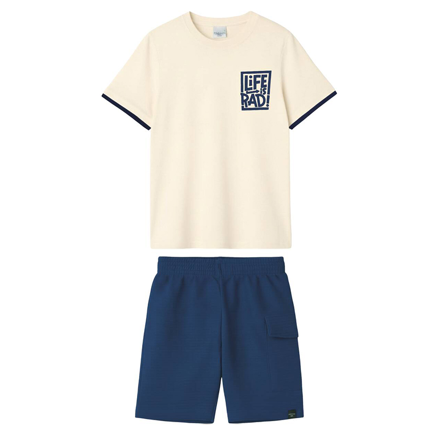Conjunto Infantil Malwee Camiseta Estampa Life E Bermuda