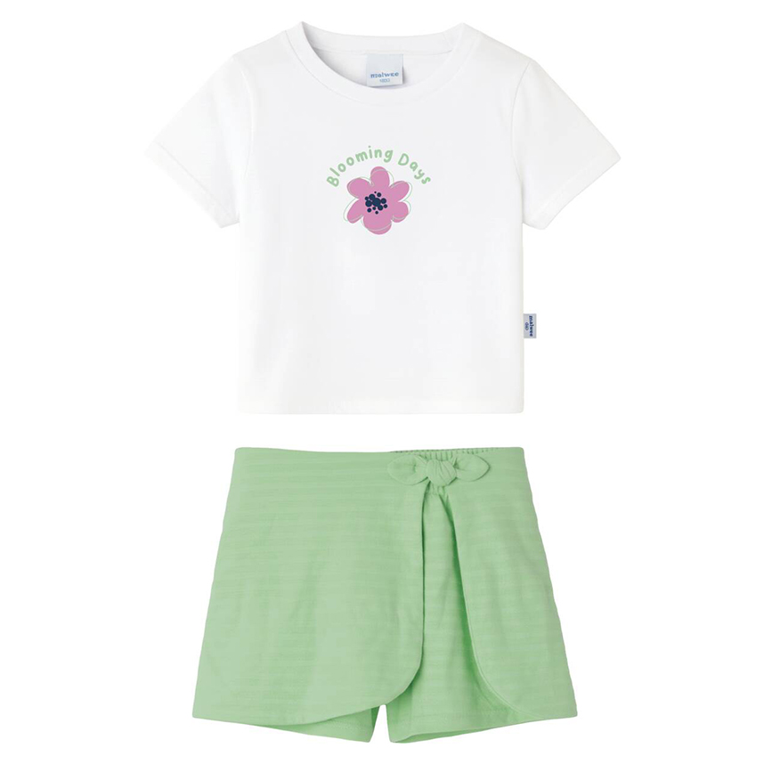 Conjunto Infantil Malwee Blusa Estampa Flor E Short Saia