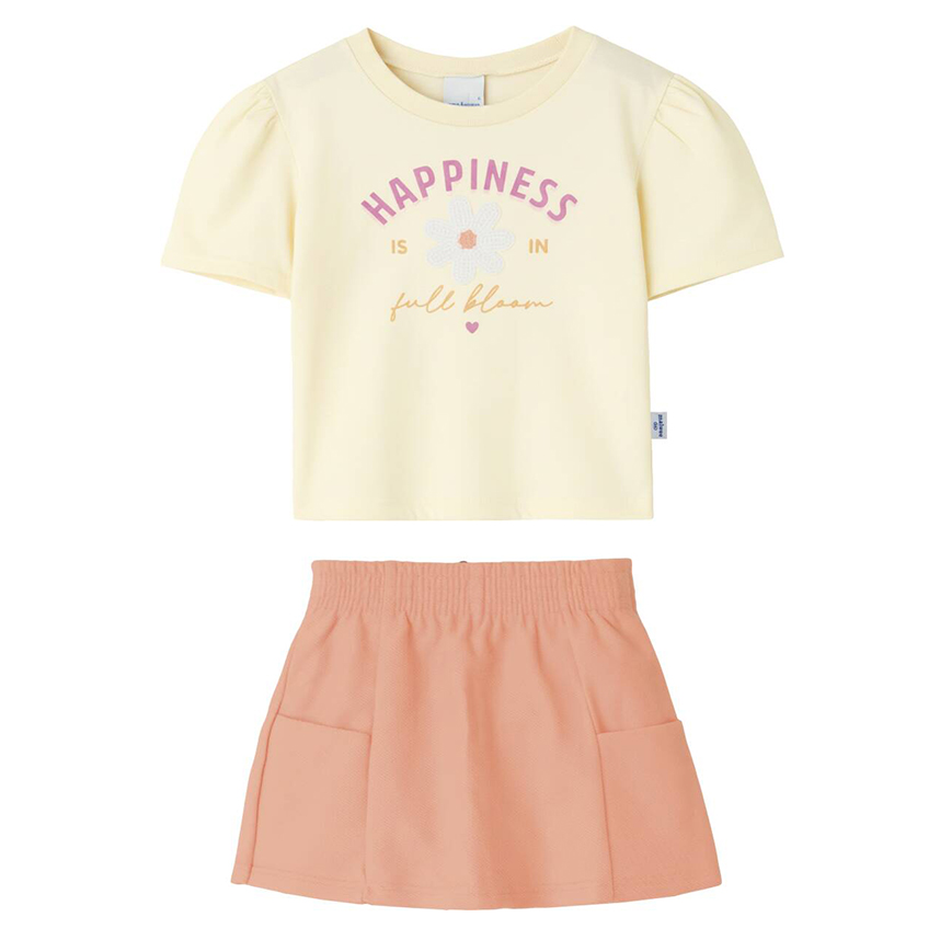 Conjunto Infantil Malwee Blusa Estampa Happiness E Short Saia