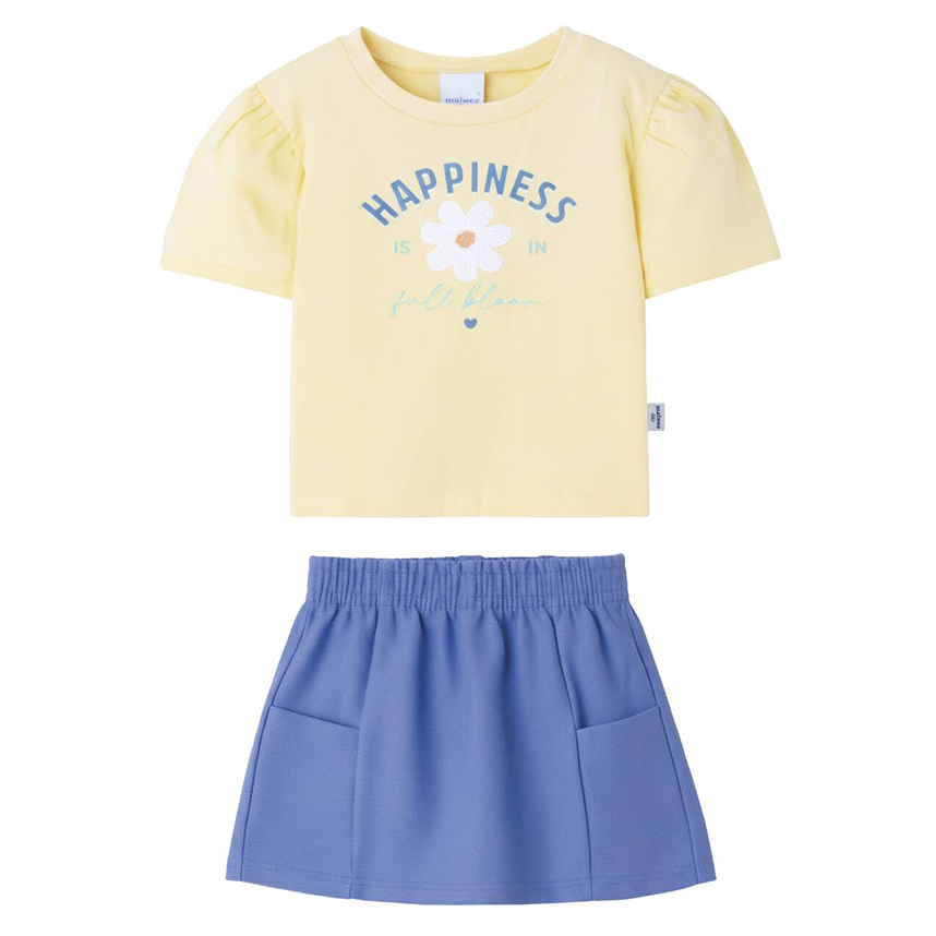 Conjunto Infantil Malwee Blusa Estampa Happiness E Short Saia