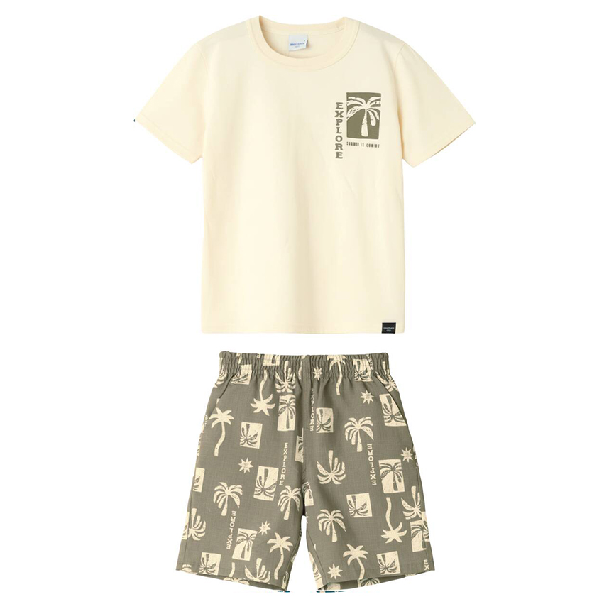Conjunto Juvenil Malwee Camiseta Estampa Coqueiro E Bermuda