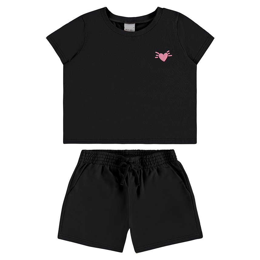 Conjunto Juvenil Malwee Blusa Estampa Coração E Short