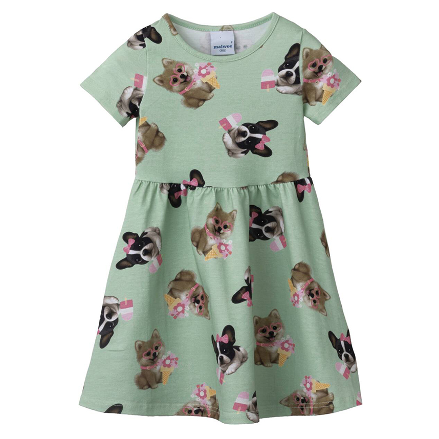 Vestido Infantil Malwee Manga Curta Estampas Sortidas