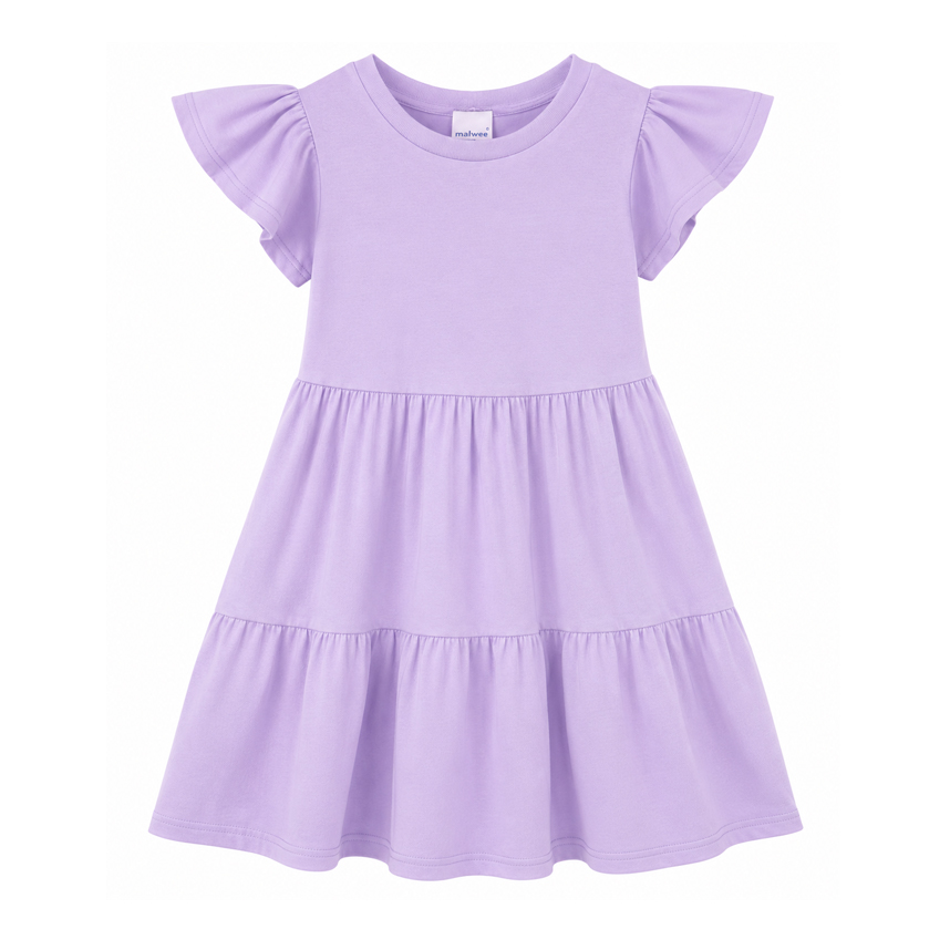 Vestido Infantil Malwee Manga Curta Babado 2 Marias Liso