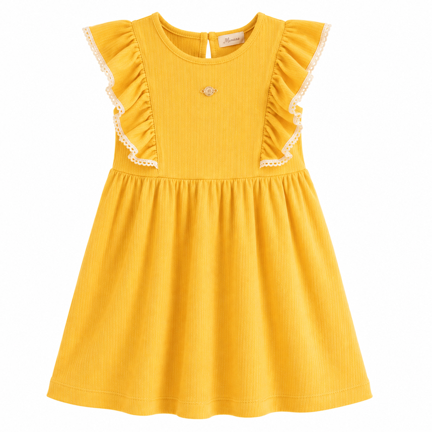 Vestido Infantil Kiki Cavado Babado Detalhe Renda