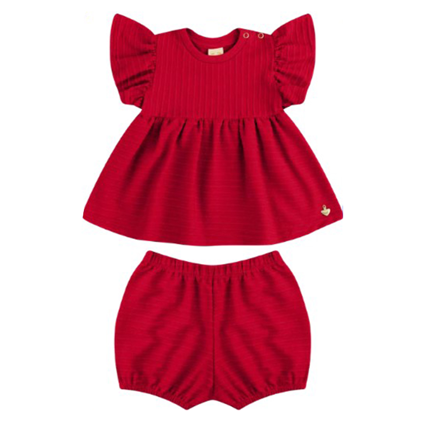 Conjunto Bebê Hrradinhos Bata Trabalhada e Shorts