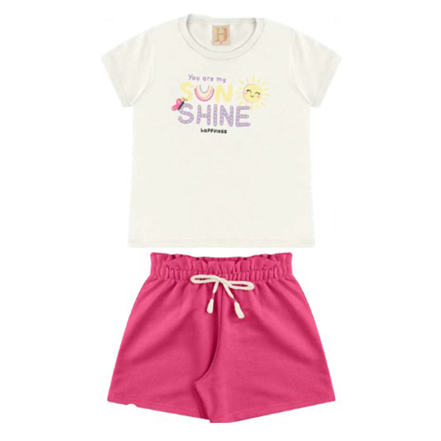 Conjunto Infantil Hrradinhos Blusa Estampa Sun Shine e Short