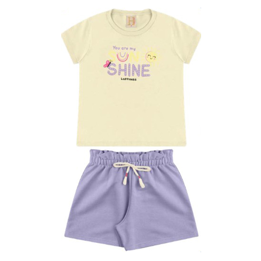 Conjunto Infantil Hrradinhos Blusa Estampa Sun Shine e Short