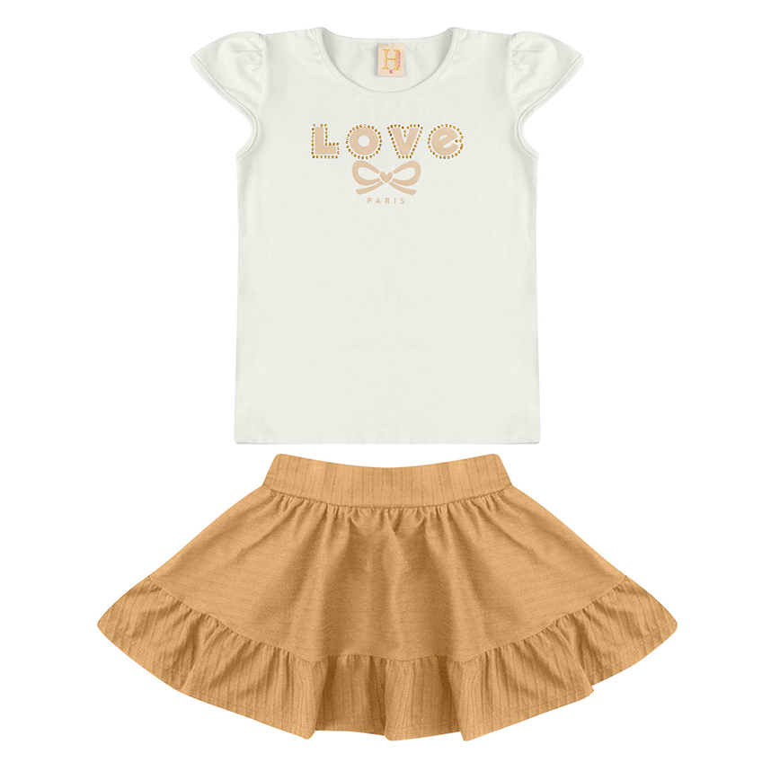 Conjunto Infantil Hrradinhos Blusa Estampa Love e Short