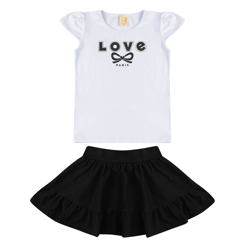 Conjunto Infantil Hrradinhos Blusa Estampa Love e Short