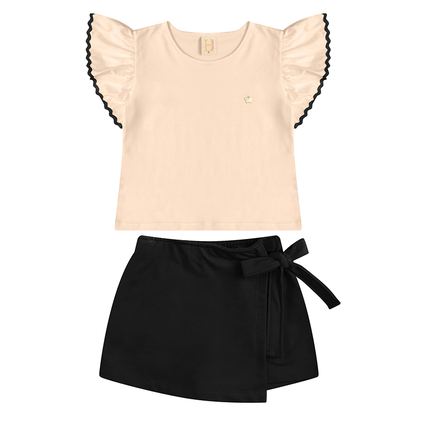 Conjunto Infantil Hrradinhos Blusa e Short Saia Laco