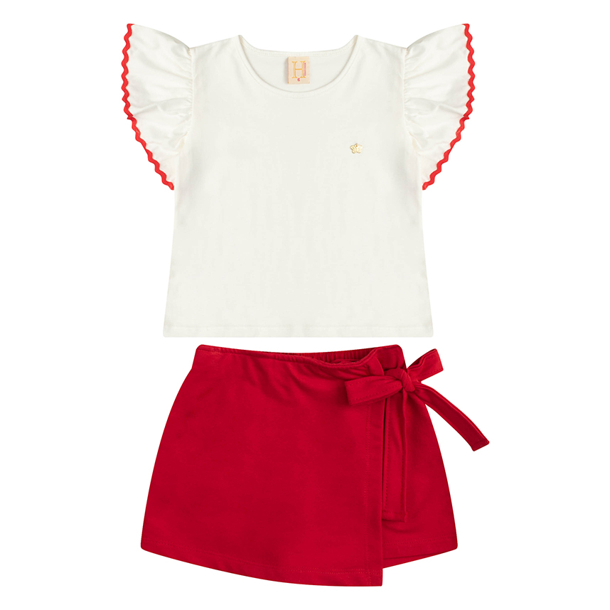 Conjunto Infantil Hrradinhos Blusa e Short Saia Laco