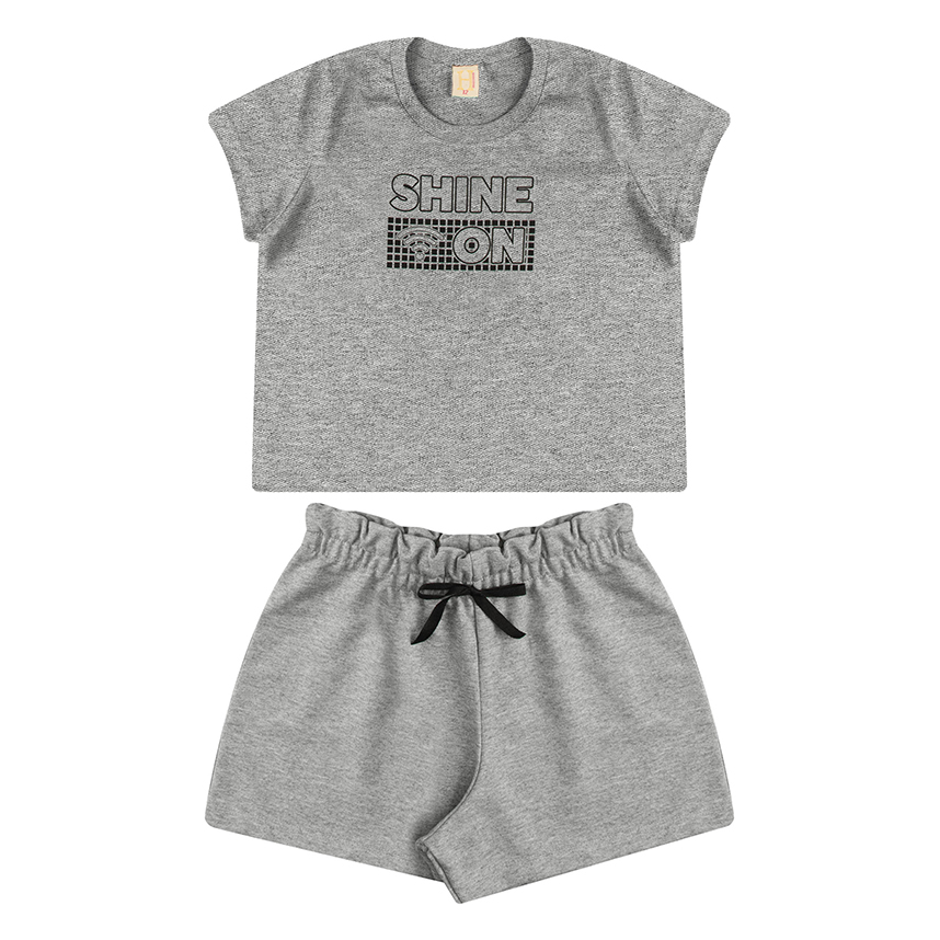 Conjunto Juvenil Hrradinhos Blusa Estampa Shine e Short