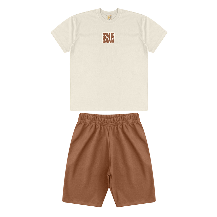 Conjunto Juvenil Hrradinhos Camiseta The Sun e Bermuda