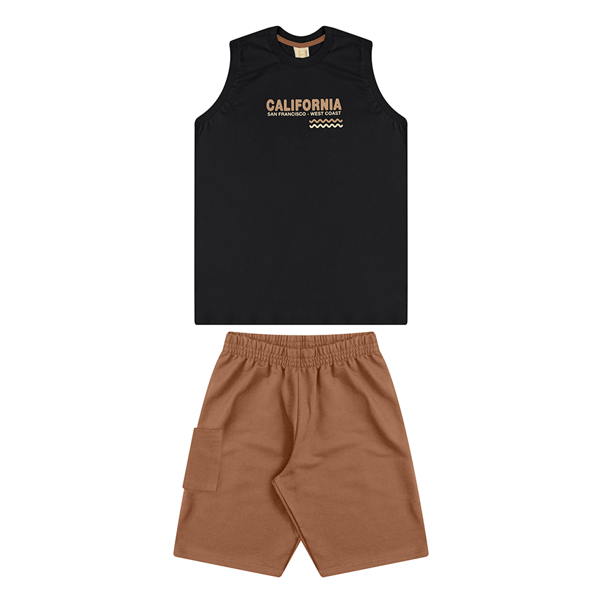 Conjunto Juvenil Hrradinhos Regata California e Bermuda
