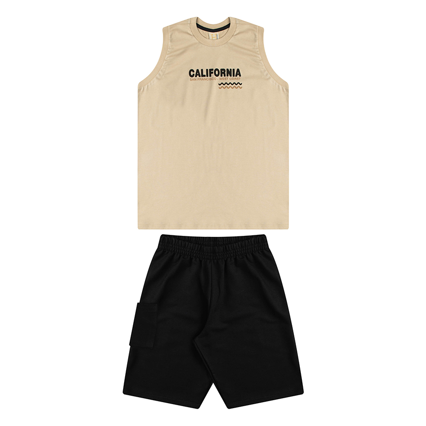 Conjunto Juvenil Hrradinhos Regata California e Bermuda
