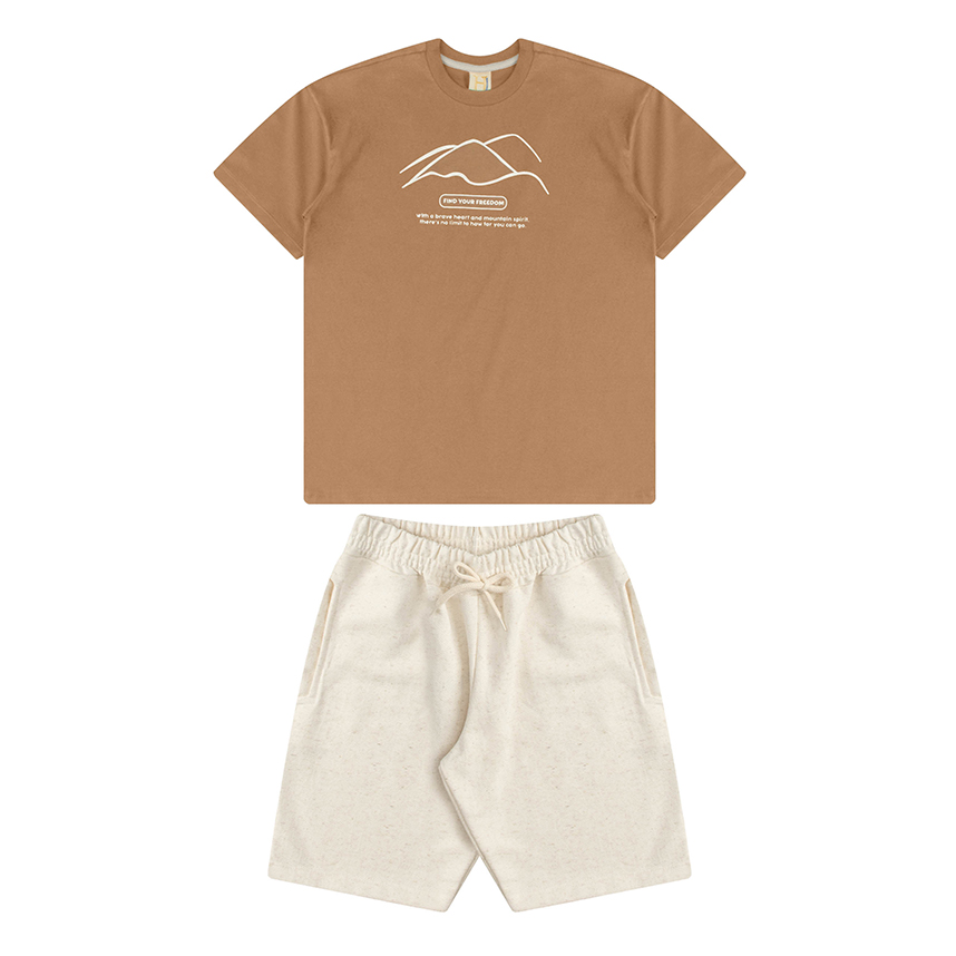 Conjunto Juvenil Hrradinhos Camiseta Estampa Montanha e Bermuda