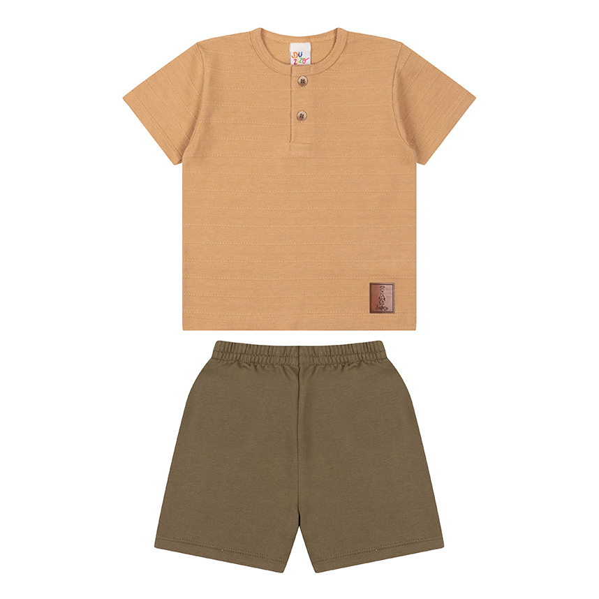 Conjunto Bebê Duzizo Camiseta 2 Botões e Bermuda