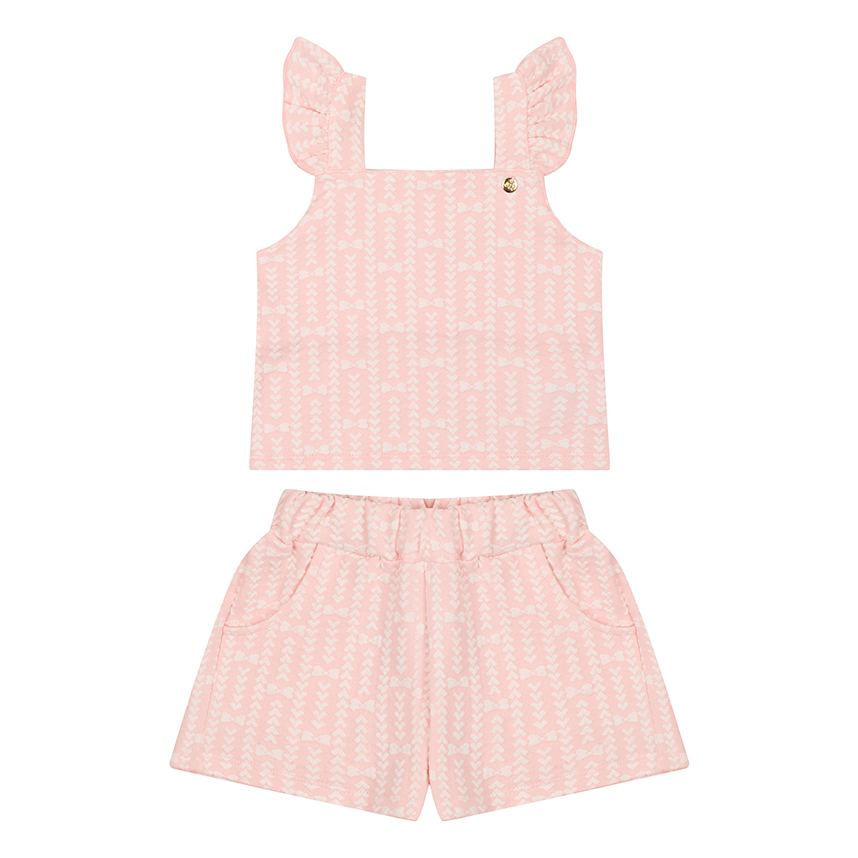 Conjunto Infantil Duzizo Blusa Estampa Laços e Short