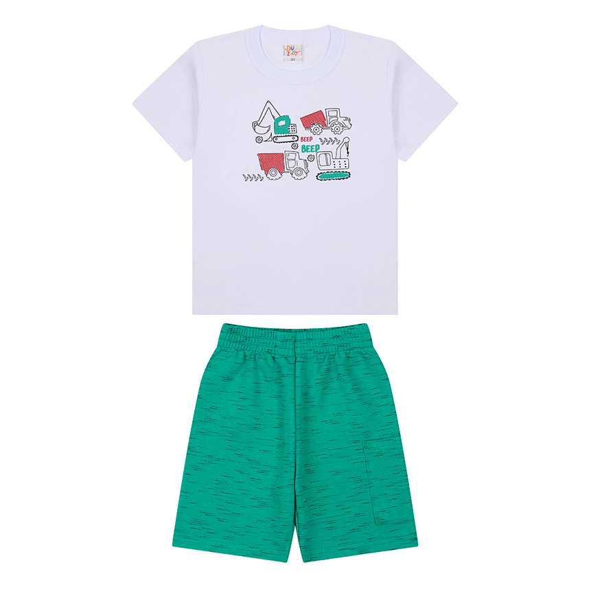 Conjunto Infantil Duzizo Camiseta Estampa Trator e Bermuda