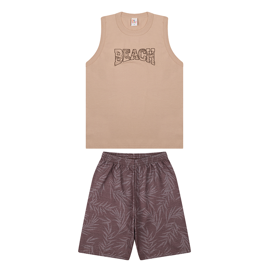 Conjunto Infantil Duzizo Regata Estampa Beach e Bermuda