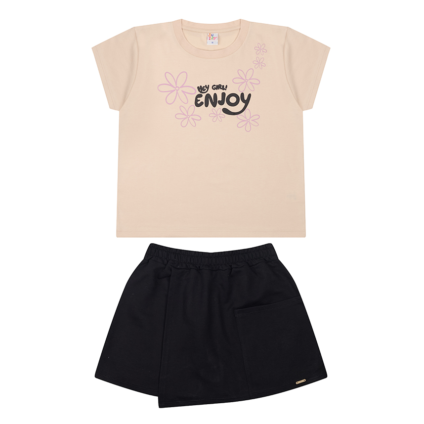 Conjunto Juvenil Duzizo Blusa Estampa Enjoy e Short Saia Conjunto Juvenil Duzizo Blusa Estampa Enjoy e Short Saia