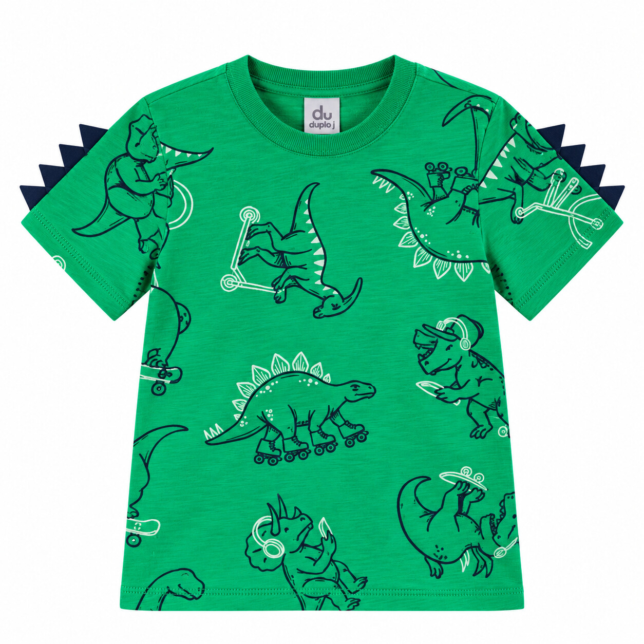 Camiseta Infantil Rollu Manga Curta Estampa Dinossauros