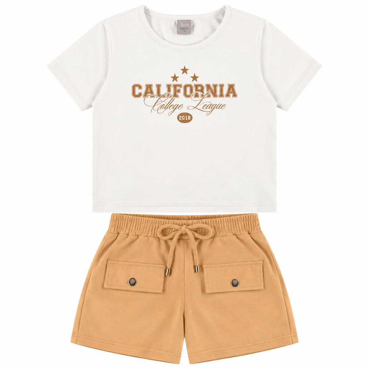 Conjunto Juvenil Two Colors Blusa Estampa California e Short