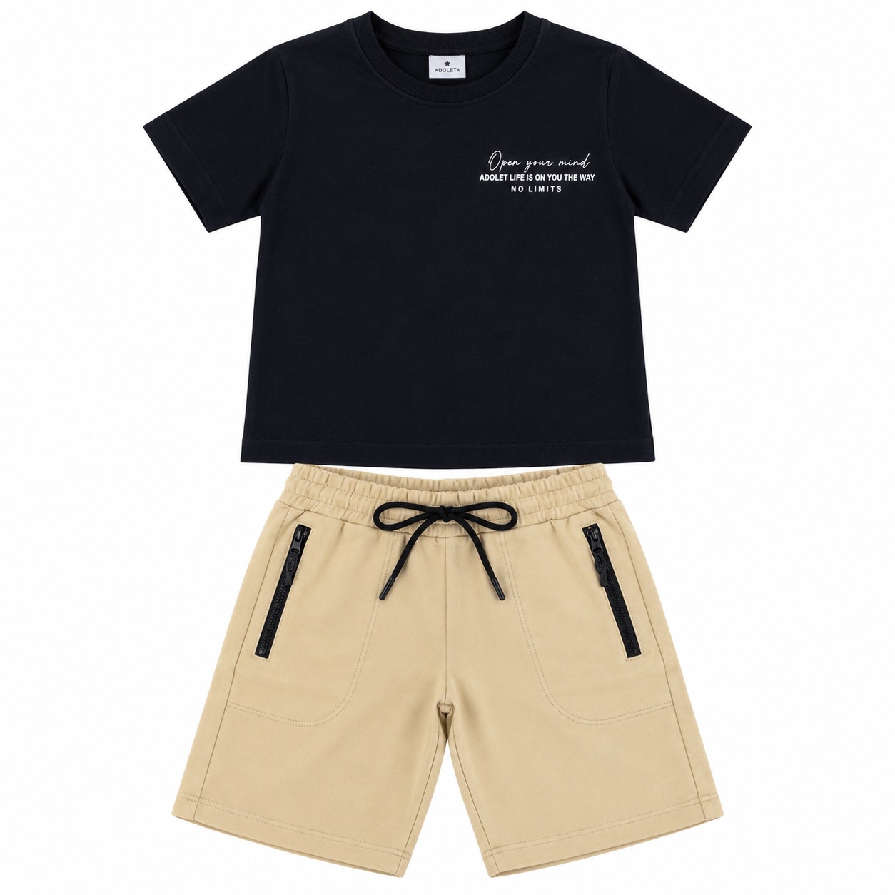 Conjunto Juvenil Two Colors Camiseta Estampa Frase E Bermuda