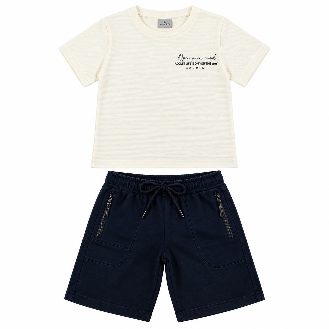Conjunto Juvenil Two Colors Camiseta Estampa Frase E Bermuda