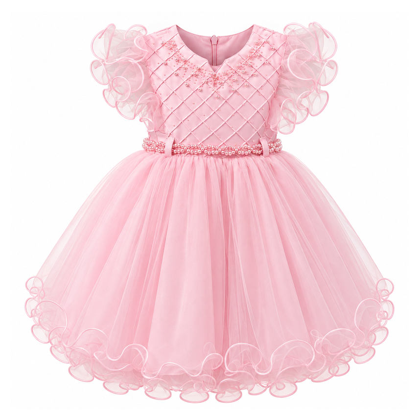Vestido Infantil Menina Bonita Aplique Strass Cinto Pérola