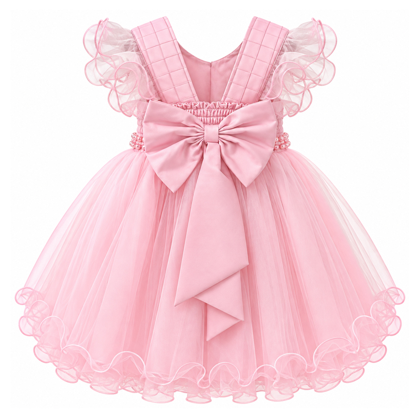 Vestido Infantil Menina Bonita Aplique Strass Cinto Pérola