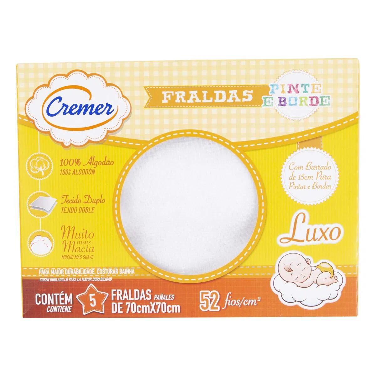 Kit Fralda Cremer Pinte E Borde Luxo Com 05 Unidades 70x70 Kit Fralda Cremer Pinte E Borde Luxo Com 05 Unidades 70x70